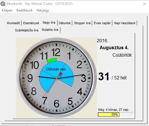 Munkaidő nagy analóg óra kép