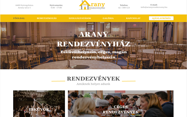 Rendezvényház webdesign