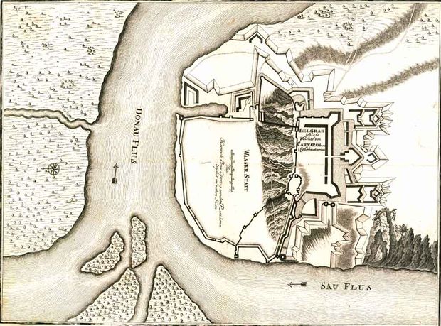 Belgrad Schloss Welches von Carnaro Anno 1696 erbauet worden.
