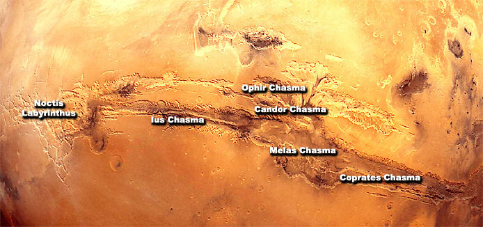 Mars - Valles Marineris térképe