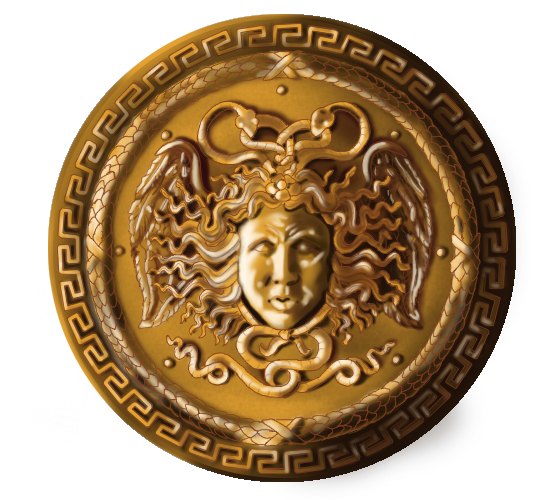 Medusa feje kerek pajzson