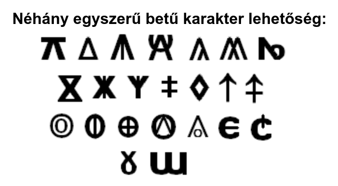Nhny egyszerű betű karakter
          lehetősg: