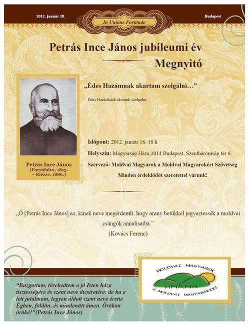 Petrás Ince János jubileumi év Petrás Ince János jubileumi év