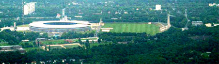 Air photograph of the Berlin Olympiastadium and the Olympischer Platz after the renovation.