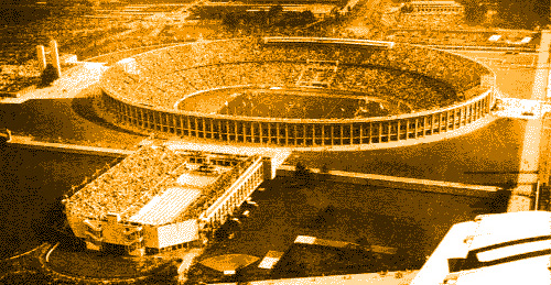 The Olympiastadion on a competition day during the 1936 Summer Olympics.