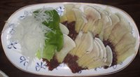 A dish of whale meat in Japan