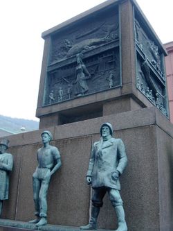 Monument to the whaling industry, Bergen, Norway