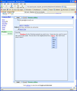 Compose view, with spell checker