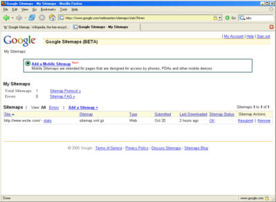 Google Sitemaps page