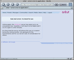 The "Bad, bad server" screen