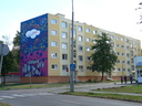  • Kazincbarcika, Dob tr 8., Biciklinek a hal, Kovcs G. Tams, 2013, falfestmny •  • gg630504 cc-by-nc-sa