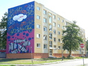  • Kazincbarcika, Dob tr 8., Biciklinek a hal, Kovcs G. Tams, 2013, falfestmny •  • gg630504 cc-by-nc-sa