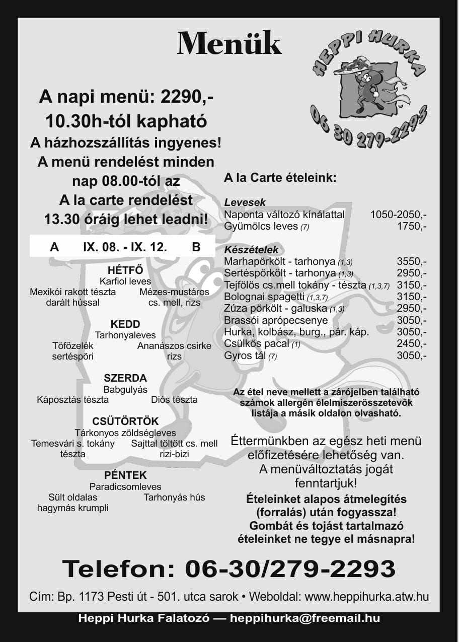 Ala carte etlap