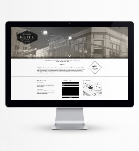 Keife and co wine shop new orleans single page web design