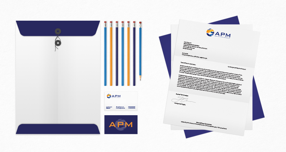 Apm-aptalis-performance-management-stationary-business-cards-pencils-envelope