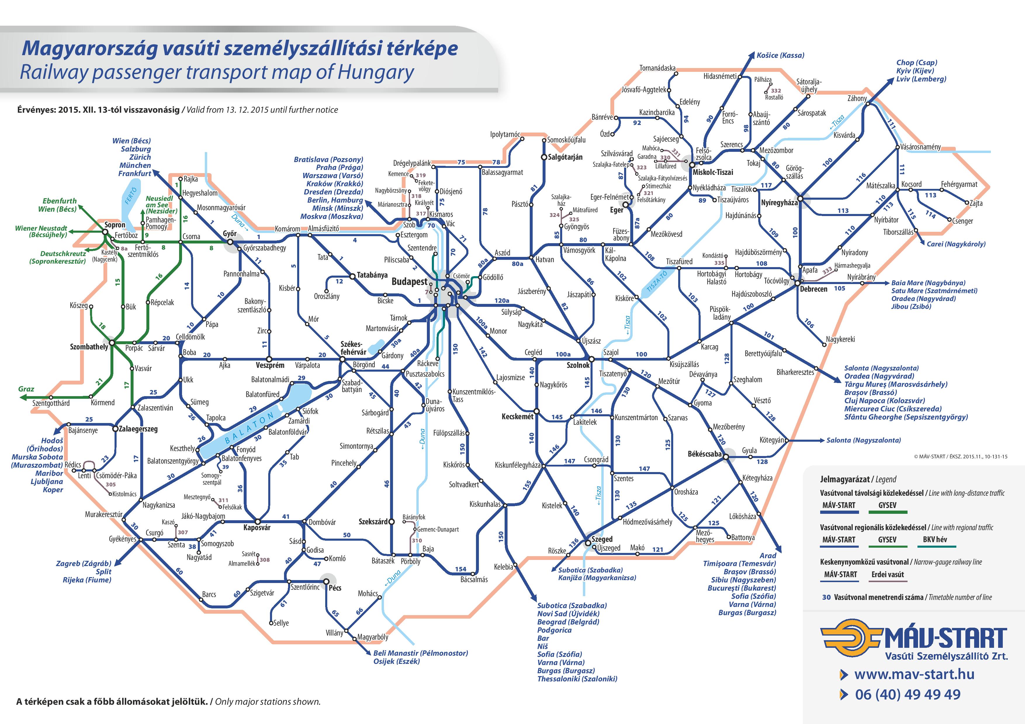 Magyarország vasúti személyszállítási térképe