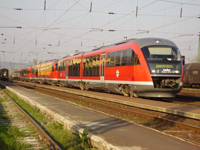 No. 6342 013-7, 6342 015-2 and 6342 018-6 DMU's as No. 1521 InterCity train 'Fzr' at Szerencs station, Hungary, 01.04.2007.