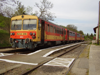 No. Bzmot 245 and Bzmot 328 railcars as No. 35235 slow train at Abajsznt station, Hungary, 30.04.2007.