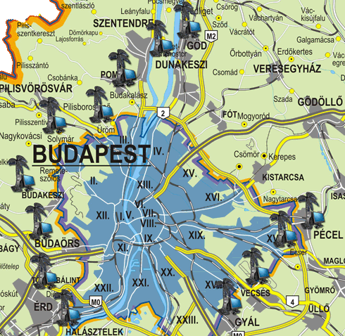Budaörs
Dunkeszi
Göd
Gyál
Vecsés
Budakeszi
Ecser
Üröm
Solymár
Budakalász
Pécel
Diósd
Halásztelek
