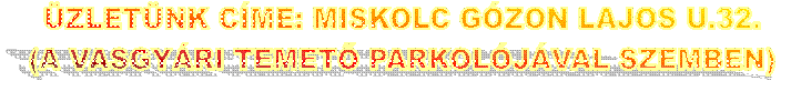 �ZLET�NK C�ME: MISKOLC G�ZON LAJOS U.32.
(A VASGY�RI TEMET� PARKOL�J�VAL SZEMBEN)