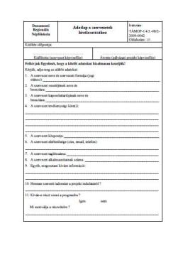 Kiv�laszt�si adatlap
