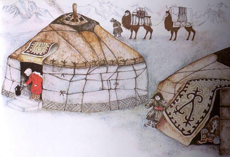 Kazah jurta (Urai Erika akvarellje)
