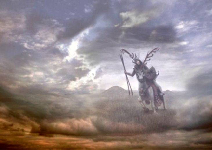 Szkta lovas a rgmlt idk kdbl (festmny) / Skythischer Reiter aus dem Nebel der vergangenen Zeiten (Gemlde) / Scythian horseman from the fog of the ancient times (Painting)