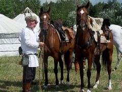 Tábori életkép lovakkal / Lagerszene mit Pferden / Camp scene with horses - 3