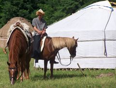 Tábori életkép lovakkal / Lagerszene mit Pferden / Camp scene with horses - 6