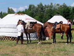 Tábori életkép lovakkal / Lagerszene mit Pferden / Camp scene with horses - 8