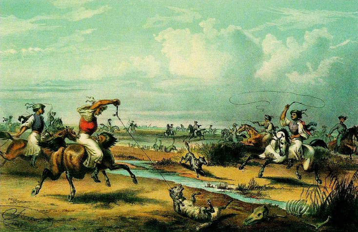 Farkasvadszat kariksostorral (Sterio Kroly, 1857) / Die Jagd des Wolfs mit den Peitschen des ungarischen Hirten (Kroly Sterio, 1857) / The hunt of wolf with Hungarian shepherd's whips (Kroly Sterio, 1857)