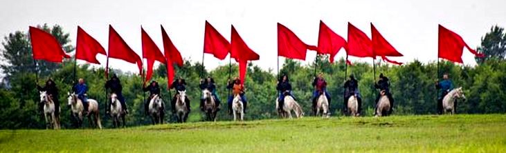 A magyar lovasság megjelenése a csatatéren / Das Erscheinen der ungarischen Kavallerie auf dem Schlachtfeld / The Emergence of the Hungarian cavalry on the battlefield