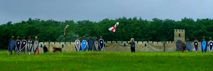 A (szimbolikus) bajor sereg Pozsony vrnak (szimbolikus) falai eltt / Die (symbolische) bayerische Heer vor dem (symbolische) Burg von Pozsony/Pressburg / The (symbolic) Bavarian army before the (symbolic) castle of Pozsony/Pressburg