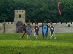 A (szimbolikus) bajor sereg Pozsony várának (szimbolikus) falai eltt / Die (symbolische) bayerische Heer vor dem (symbolische) Burg von Pozsony/Pressburg / The (symbolic) Bavarian army before the (symbolic) castle of Pozsony/Pressburg - 3