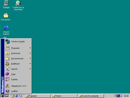 A Windows98 Start menüje