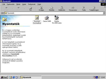 Nyomtatókezelés Win98-ban