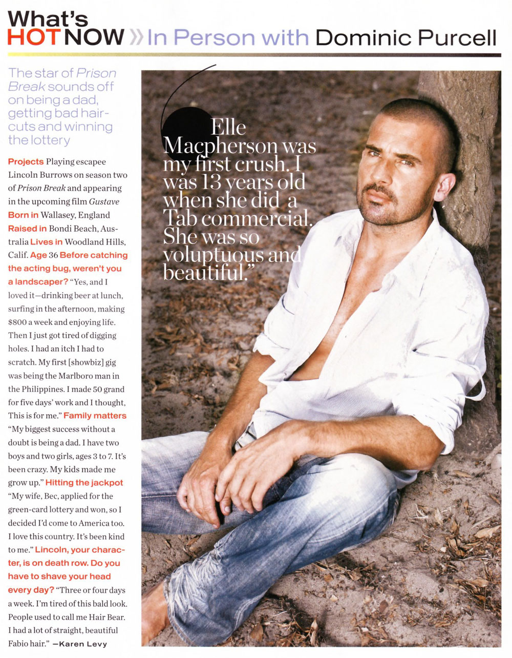 Dominic Purcell ( Lincoln Burrows ) az InStyle magazinban