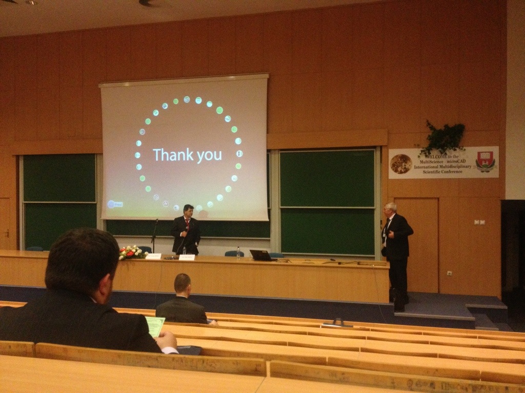 The vice-rector with my Prezi in the background