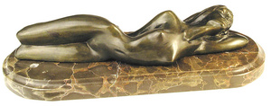 Bronz szobor kisplasztika: ni figurk Akt, fekv,mrvnyon