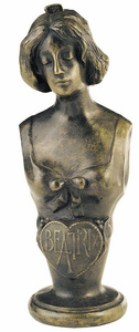 Beatrix (szecesszis. ni mellszobor) Bronz szobor kisplasztika: ni brzols figurk