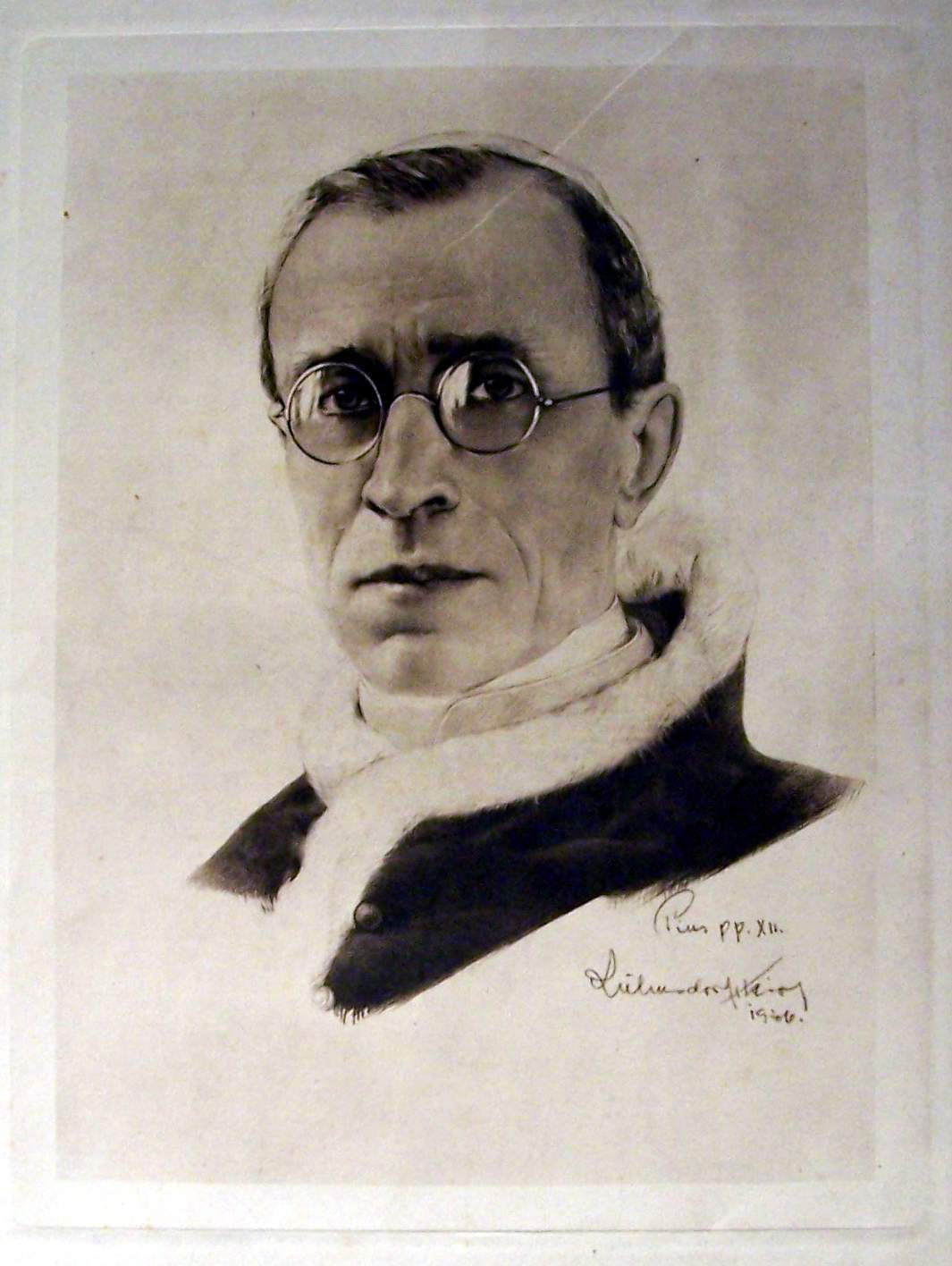 XII Pius pápa portréja metszet