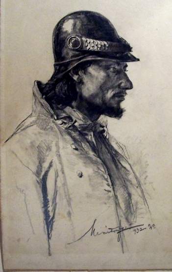 Márton Jenő rajza 1932 A kalapos férfi