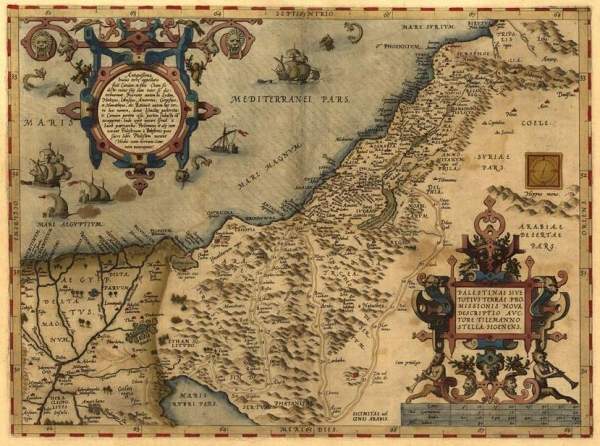 Antik régi térkép Palesztina 1570 reprint térkép