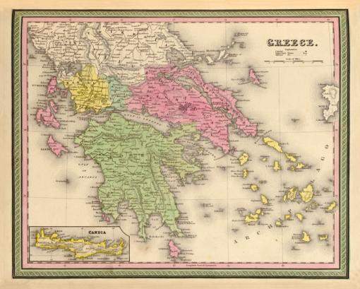 Antik rgi trkp nyomatok:Grgorszg trkp 1849 maximlis mret: 60 x 75 cm