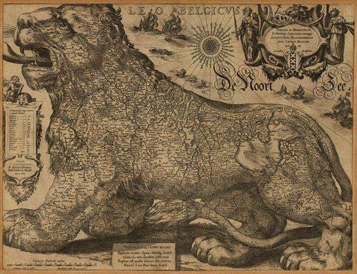 Antik rgi trkp nyomatok:Belgium trkp Leo Belgicus 1622 maximlis mret: 60 x 78 cm