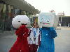 The mascots of the Olympic Games (Snowflake and Icecube)
