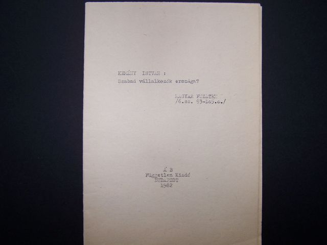 Kemény István: Szabad vállalkozók országa?