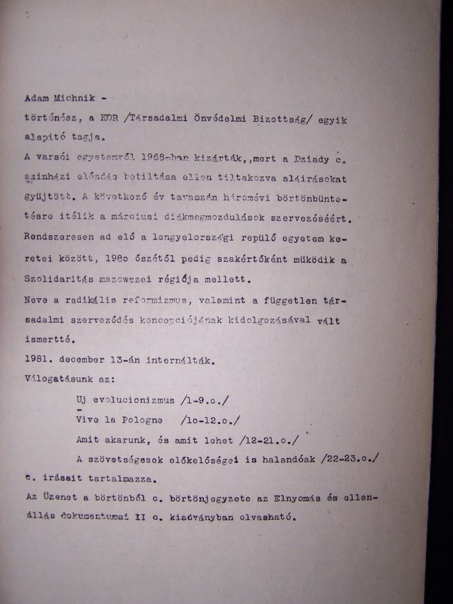 Michnik, Adam: Amit akarunk és amit lehet