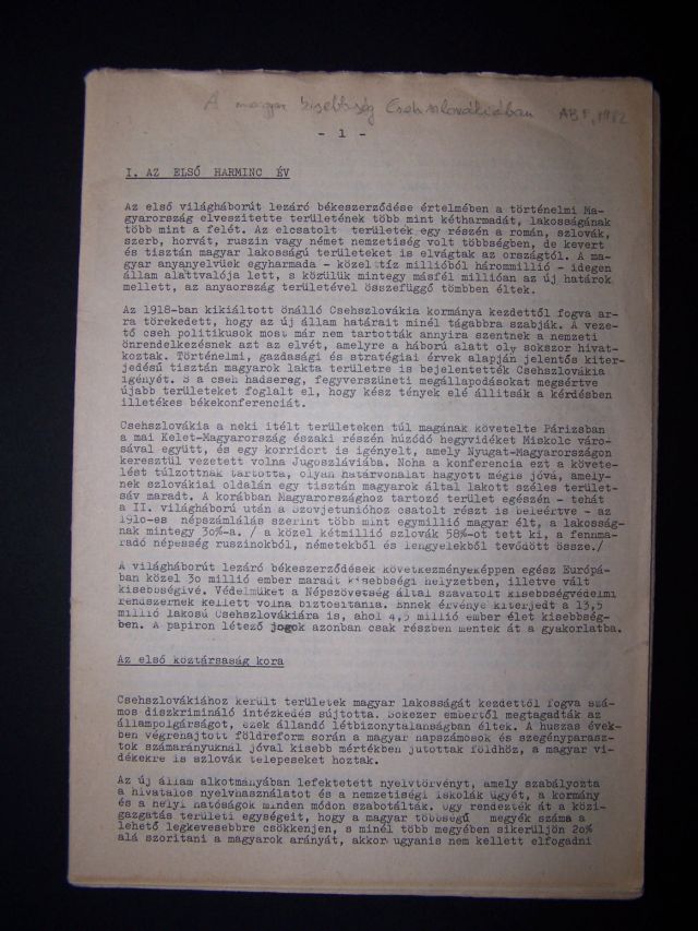 A magyar kisebbség Csehszlovákiában