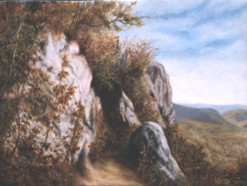 Szikl�s t�j, 30x40cm, olaj, v�szon, 2006.